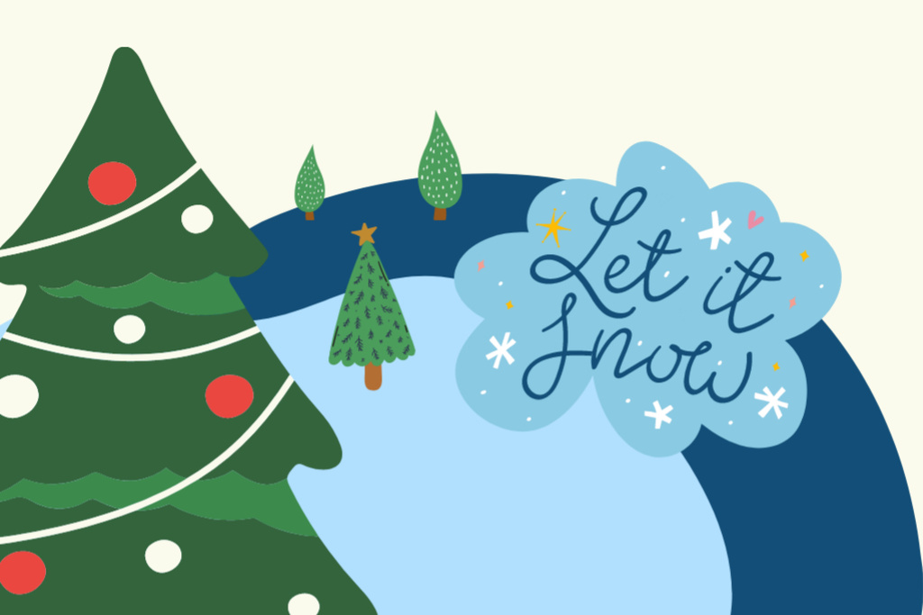 Let It Snow on Winter Holidays Postcard 4x6in Šablona návrhu
