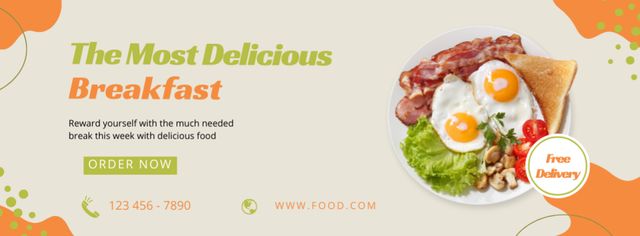 Modèle de visuel The Most Delicious Breakfast - Facebook cover