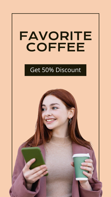 Girl Enjoying Coffee Instagram Story Šablona návrhu