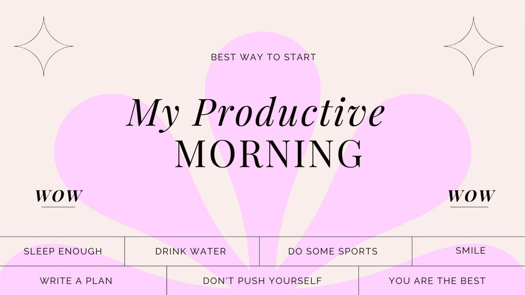 Tips for Productive Morning on Pink Mind Mapデザインテンプレート