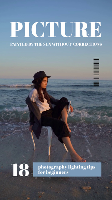 Photography Tips with Girl on Chair in Sea TikTok Video Modelo de Design