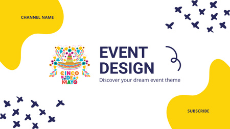 Anúncio de serviços de design de eventos com ilustração brilhante Youtube Modelo de Design