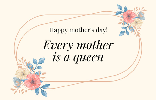 Phrase about Moms on Mother's Day Thank You Card 5.5x8.5in Tasarım Şablonu