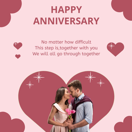 Romantic Greeting on Wedding Anniversary Instagram Design Template