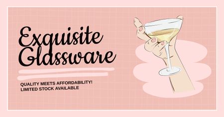 Exquisite Glassware Ad with Drink in Hand Facebook AD Design Template