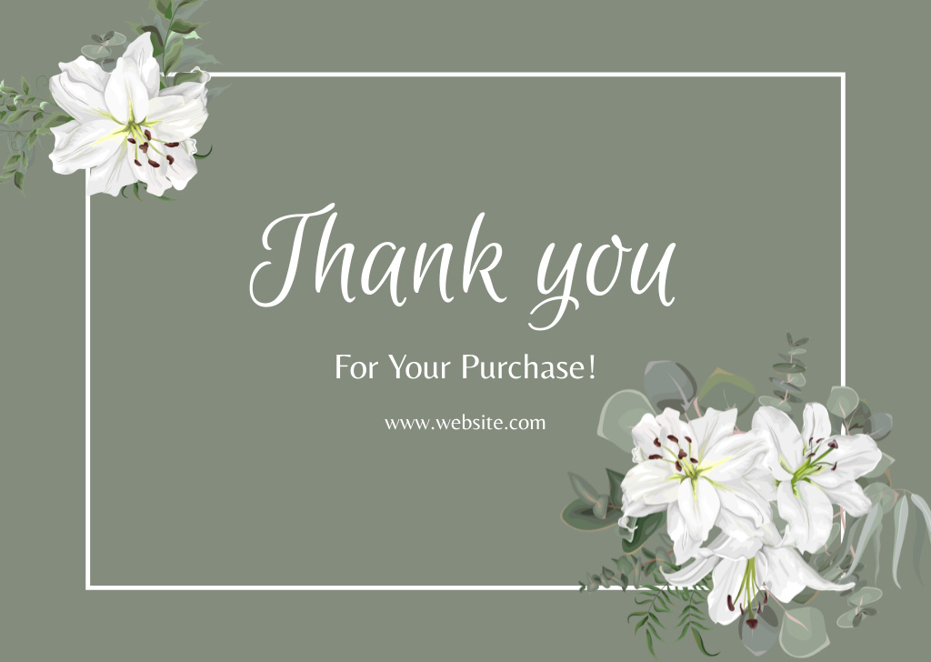 Plantilla de diseño de Thank You Message with White Flowers Card 