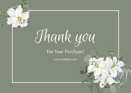 Thank You Message with White Flowers Card Design Template