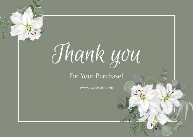 Modèle de visuel Thank You Message with White Flowers - Card
