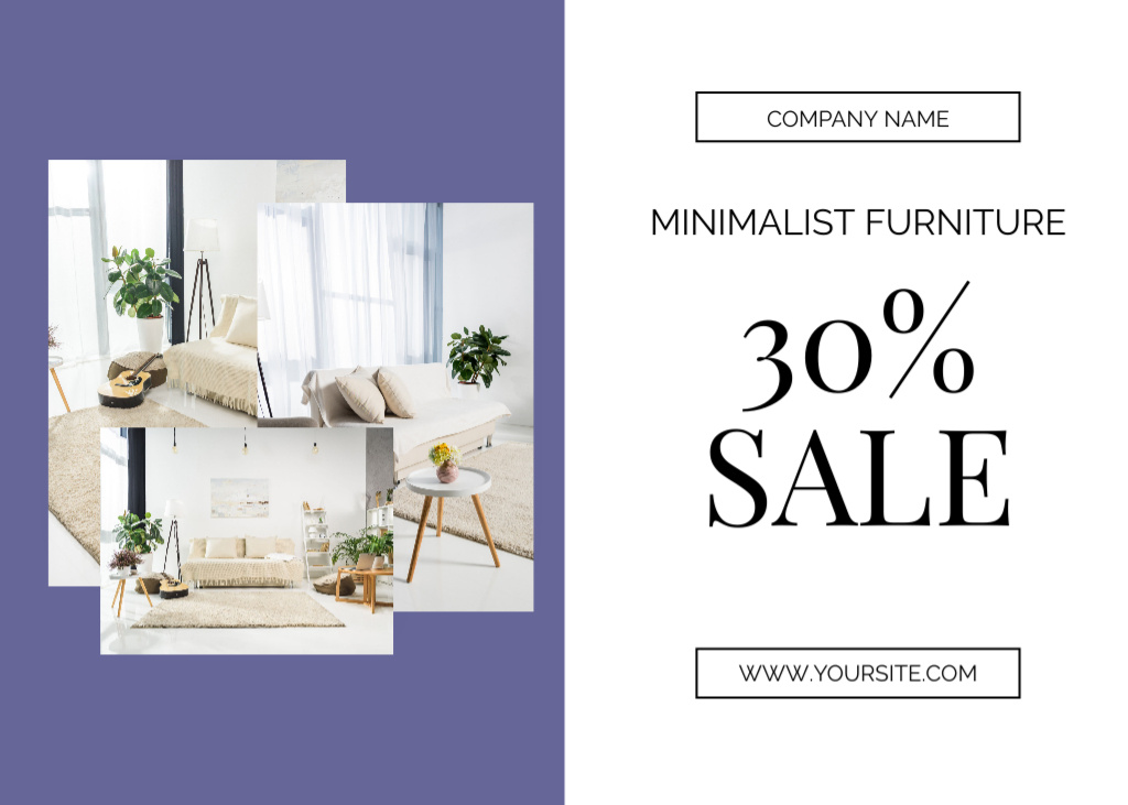 Minimalist Furniture Sale Ad Layout with Photo Collage Postcard 5x7in Modelo de Design