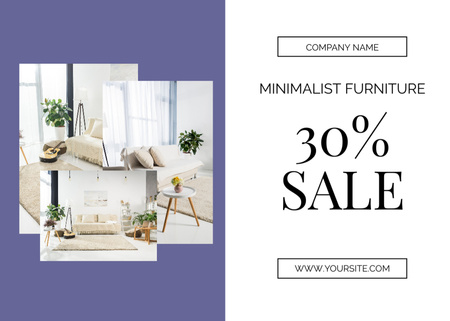 Minimalist Furniture Sale Ad Layout with Photo Collage Postcard 5x7in Design Template