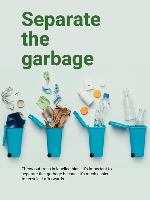 Garbage Separation and Recycling Poster US Design Template