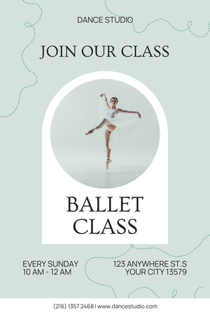 Plantilla de diseño de Invitación a Clase de Danza Ballet Pinterest 