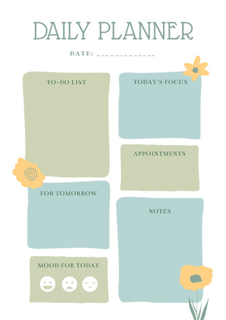 Daily Planner in Blue and Green Schedule Planner Design Template