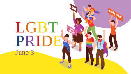 LGBT Pride Announcement with People on Demonstration FB event cover Tasarım Şablonu