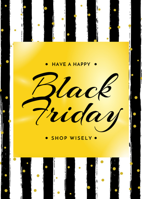 Black Friday Announcement on Golden with Text Postcard 5x7in Vertical Design Template