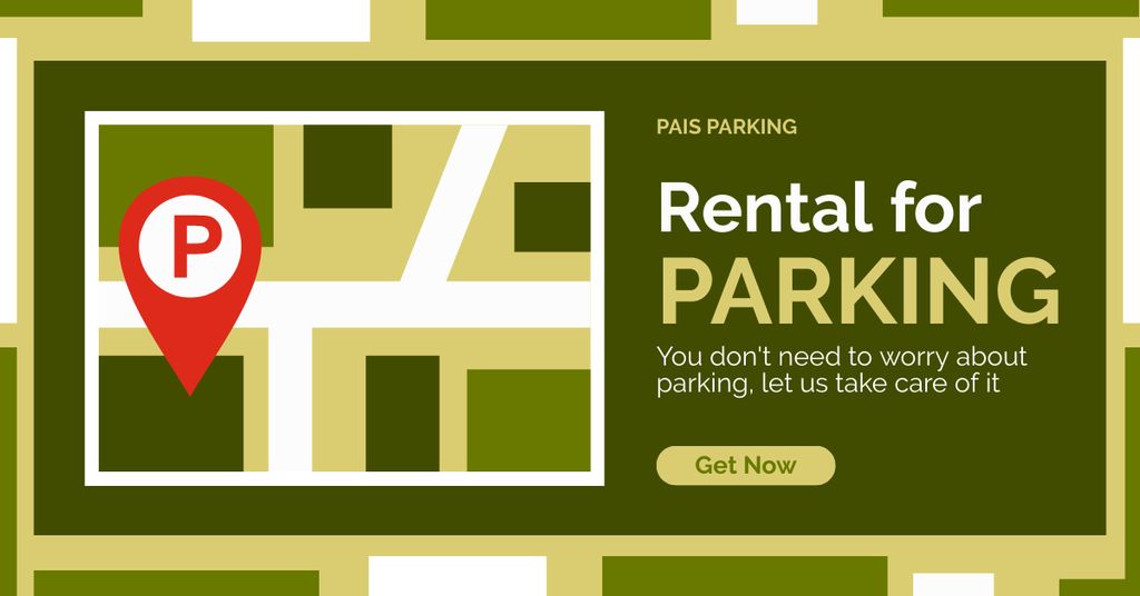Rental Parking Offer on Green Facebook AD Design Template