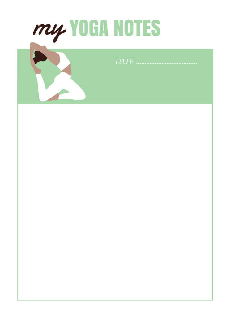 Yoga Exercises Daily Notes Notepad 4x5.5in Design Template