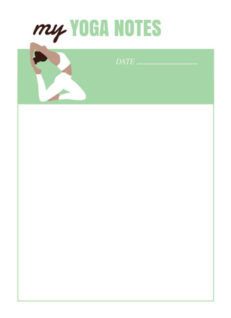 Yoga Daily Planner with Woman Doing Exercises Notepad 4x5.5in Design Template