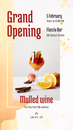 Bar vidro de anúncio de inauguração com vinho quente Instagram Story Modelo de Design