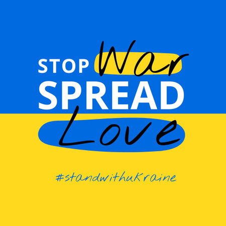 Ontwerpsjabloon van Instagram van Oproep om de oorlog in Oekraïne te stoppen met een schriftelijke oproep