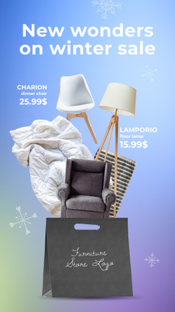 Winter Furniture Sale Announcement Instagram Story Design Template