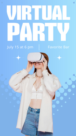 Girl in Virtual Party  Instagram Story Design Template