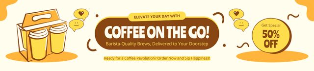 Ontwerpsjabloon van Ebay Store Billboard van Best Takeaway Coffee In Paper Cups At Half Price Offer