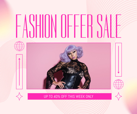 Fancy Dressed Woman on Fashion Sale Offer Facebook Design Template