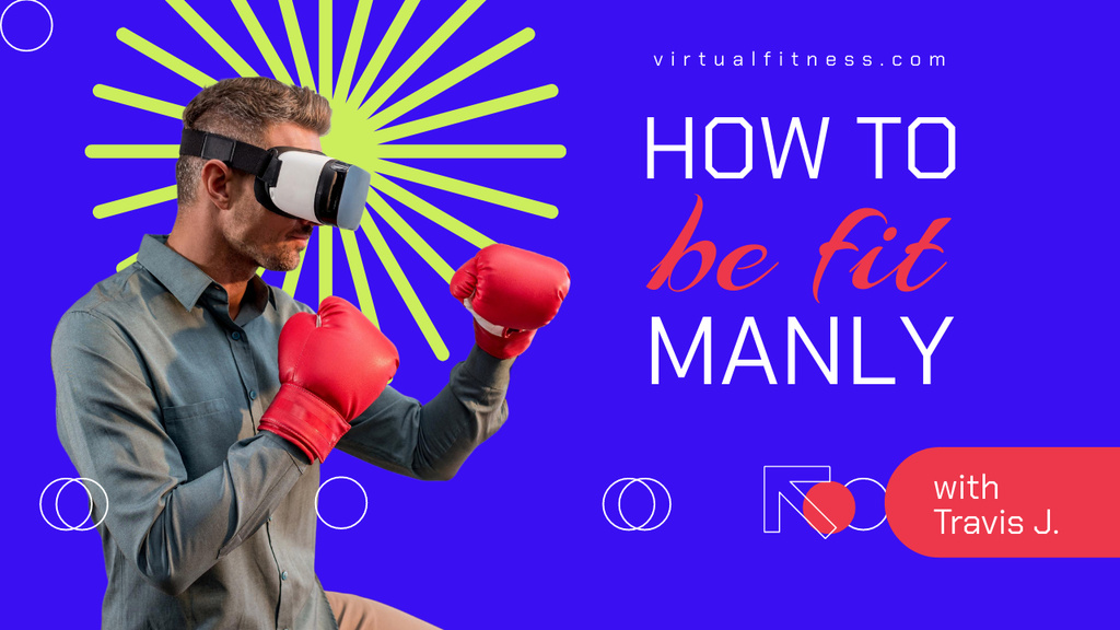 Designvorlage Man Boxing in Virtual Reality Glasses für Youtube Thumbnail
