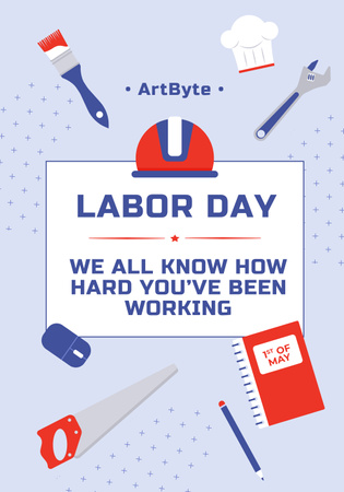 Commemorative Labor Day Event Announcement In Blue Poster 28x40in – шаблон для дизайну
