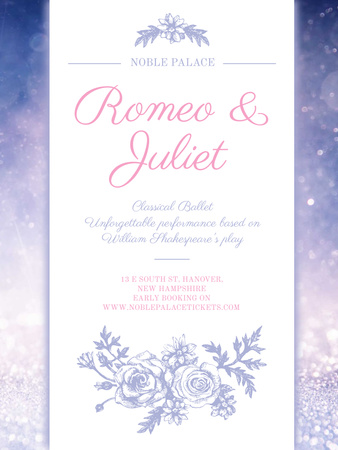 Romeo and Juliet ballet performance announcement Poster US Design Template