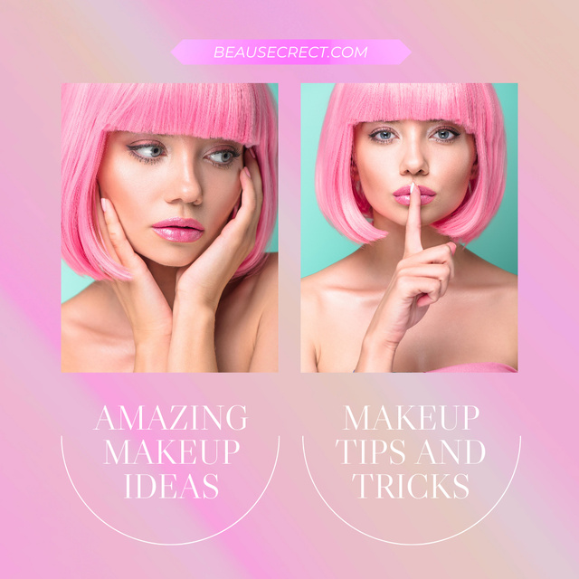 Makeup Tips and Tricks with Beautiful Woman Instagramデザインテンプレート