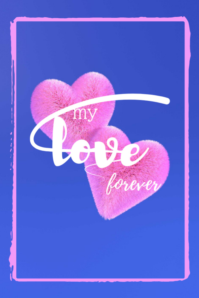 Modèle de visuel Cute Love Phrase With Pink Hearts in Frame - Postcard 4x6in Vertical