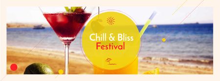 Summer Festival Announcement with Cocktails Facebook cover Modelo de Design