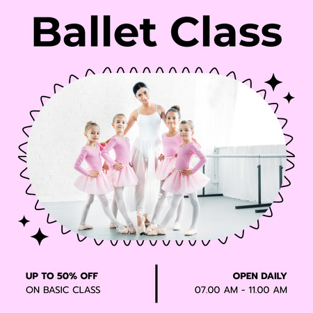 Little Kids in Ballet Classroom Instagram Design Template