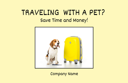 Beagle Dog Sitting near Yellow Suitcase Flyer 5.5x8.5in Horizontal tervezősablon