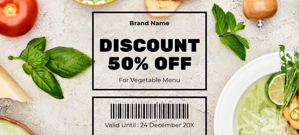 Vegetarian Menu Discount Voucher Coupon 3.75x8.25in – шаблон для дизайну