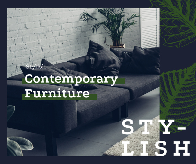 Cozy modern interior in grey Facebook Design Template