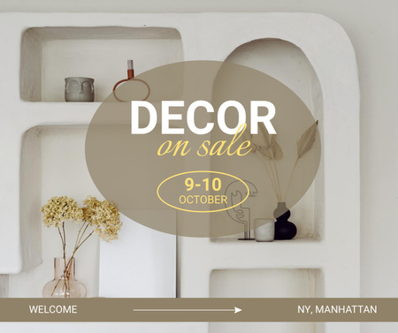 Template di design home decor offerta di vendita con mensola minimalista Facebook