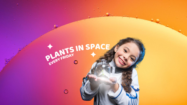 Designvorlage Little Girl with Plant in Space für Youtube