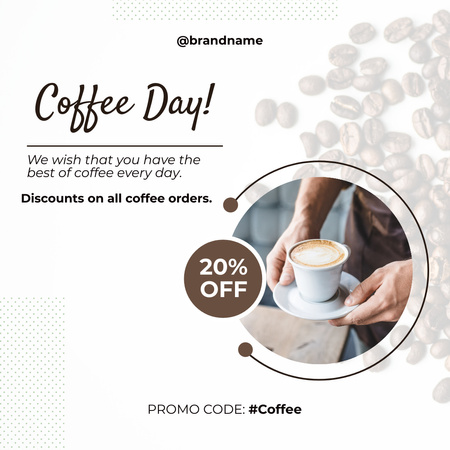 Waiter Holding Coffee Cup Instagram Design Template