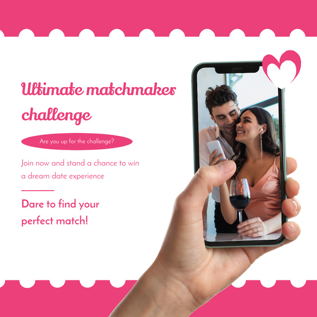 Matchmaking App to Find Your Soulmate Instagram AD Design Template