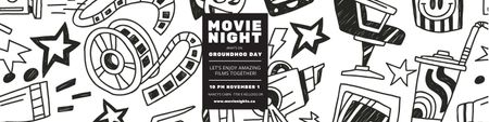 Movie night event Announcement with Pattern Twitter Design Template