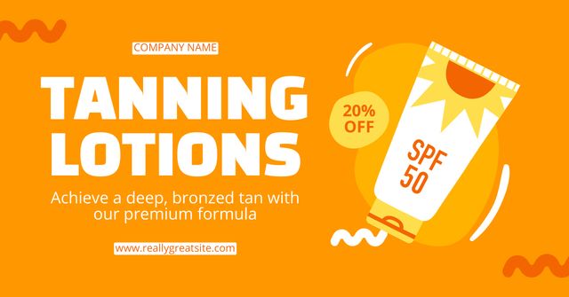 Designvorlage Tanning lotion with Premium Formula für Facebook AD