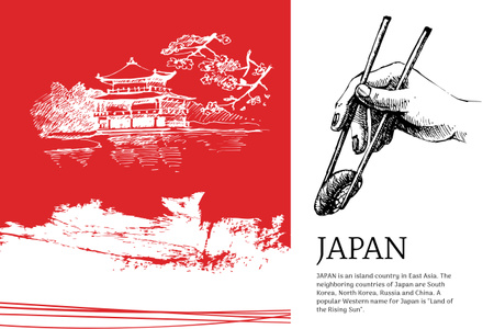 Japanese pagoda and sushi Poster 24x36in Horizontal Šablona návrhu