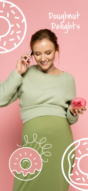 Plantilla de diseño de Beautiful Woman Holding Appetizing Donut Snapchat Moment Filter 