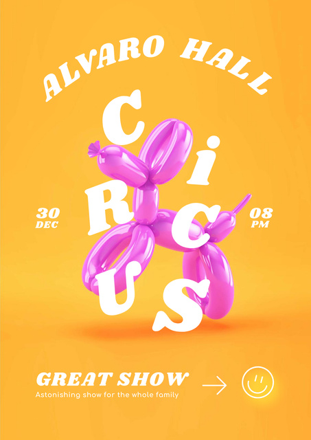 Circus Show Announcement with Inflatable Dog Poster Πρότυπο σχεδίασης