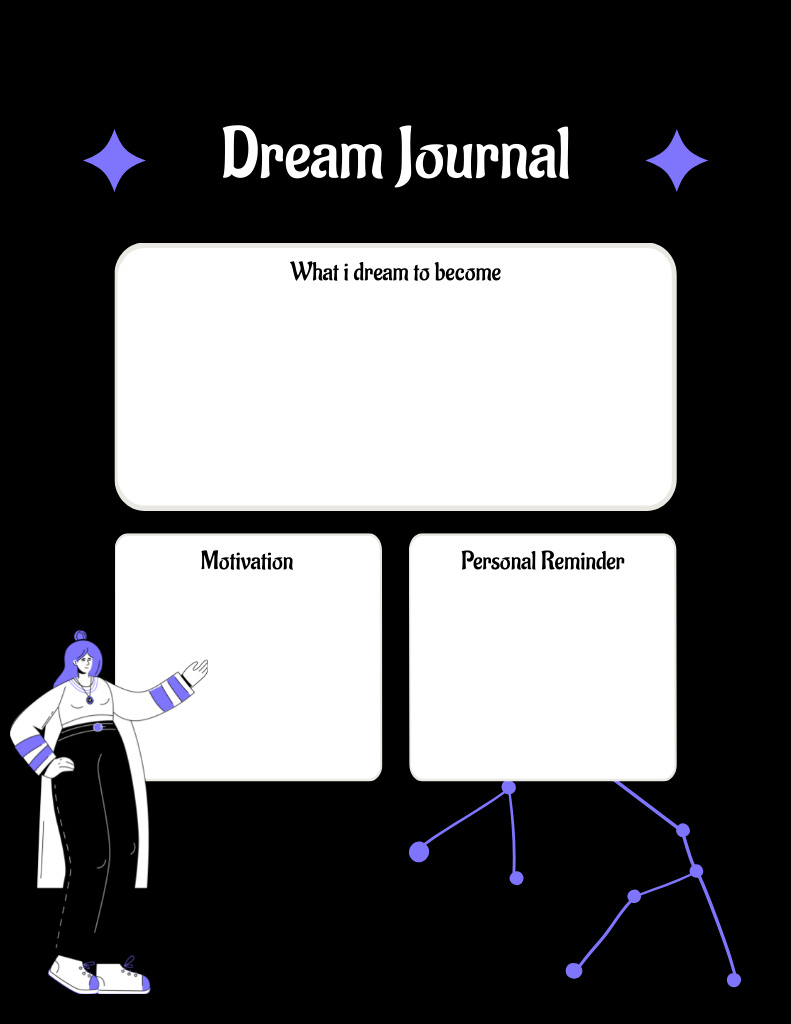 Designvorlage Dream Journal in Black für Notepad 8.5x11in