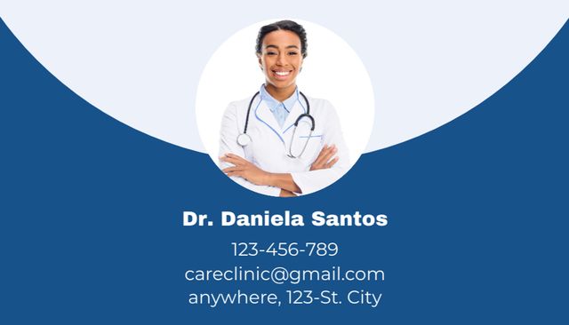 Healthcare Facility Promotion with African American Doctor Business Card US Πρότυπο σχεδίασης