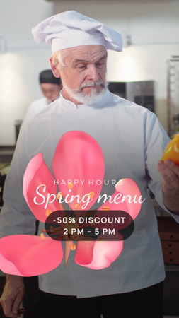 Spring Dishes With Discount And Chef In Kitchen TikTok Video Design Template